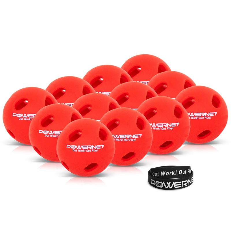 PowerNet Micro Crusher Training Baseballs, Baseball Hitting Trainer for Improved Speed, Power & Coordination, Batting Practice Baseballs 12 Pack (Red) - Image 1